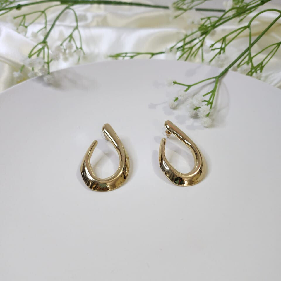 Gold-Toned Abstract Hoop Earrings
