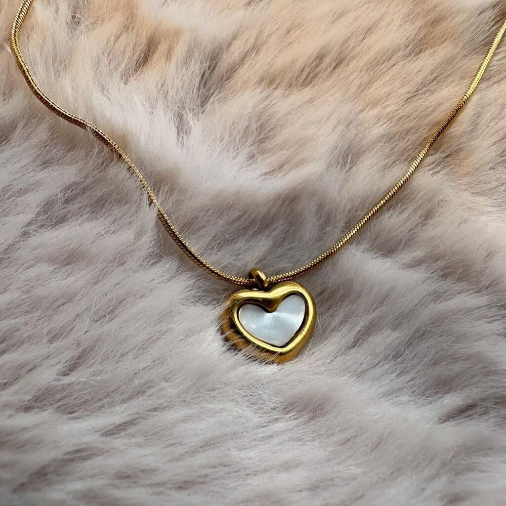 White Heart Pendant Necklace