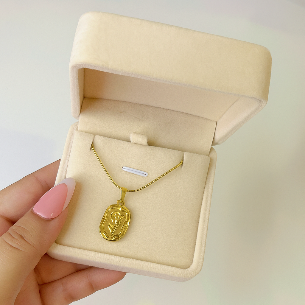 The Golden Rose Pendent Necklace with Jewellery Box