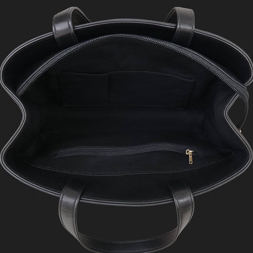 Black Croc-Textured Laptop Tote Bag