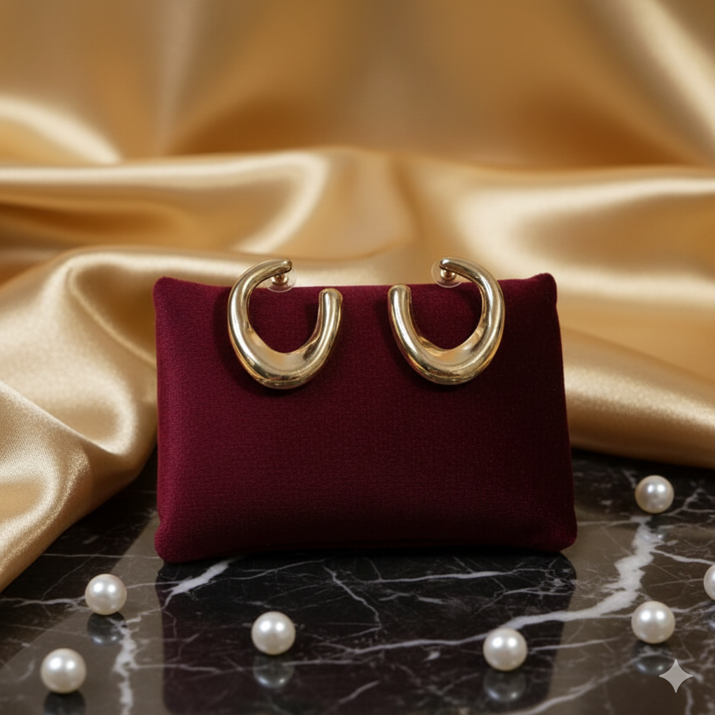 Golden Curve Huggie Earrings