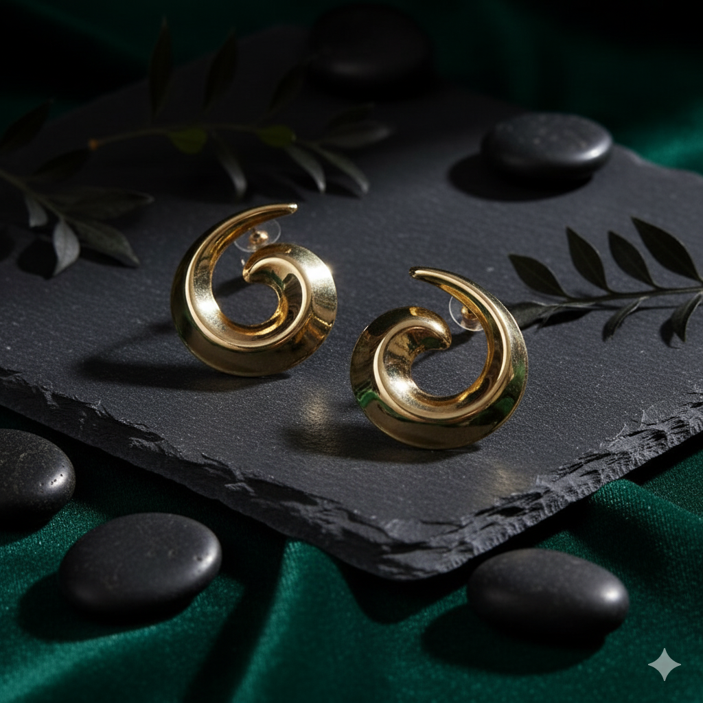 Spiral Luxe Gold Statement Earrings