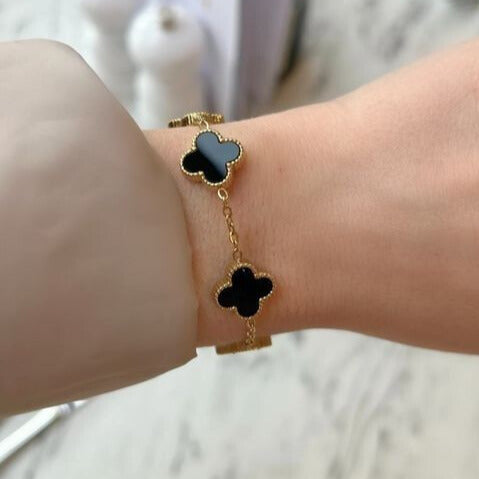 Black Enamel Clover Bracelet