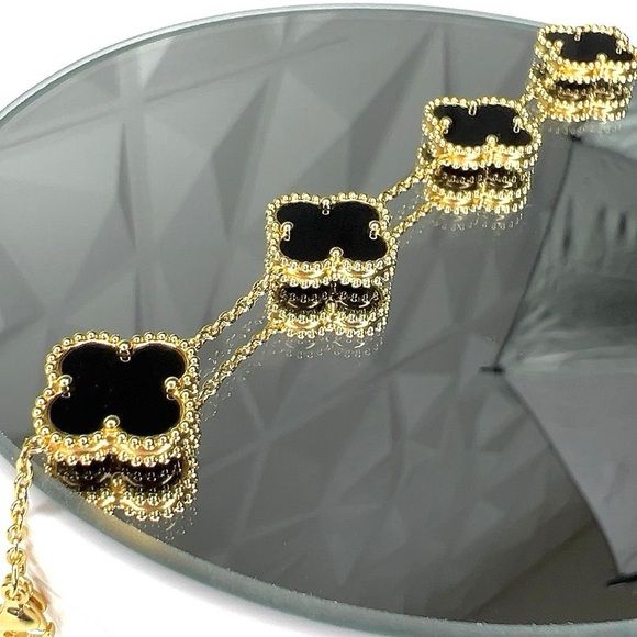 Black Enamel Clover Bracelet