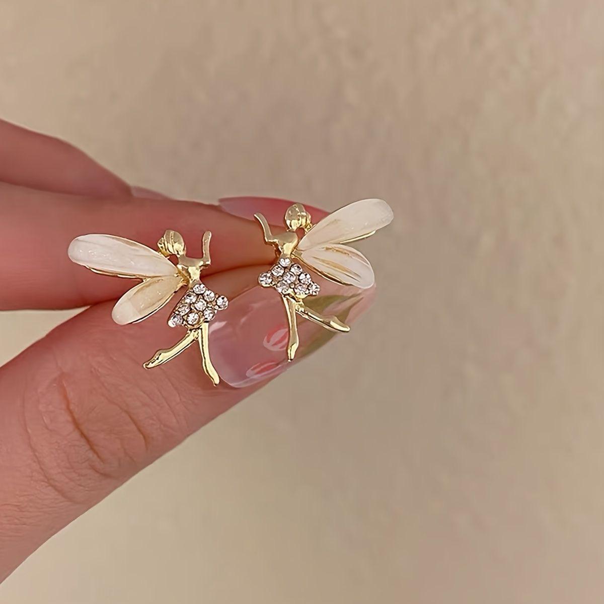 Fairy Wing Crystal Stud Earrings