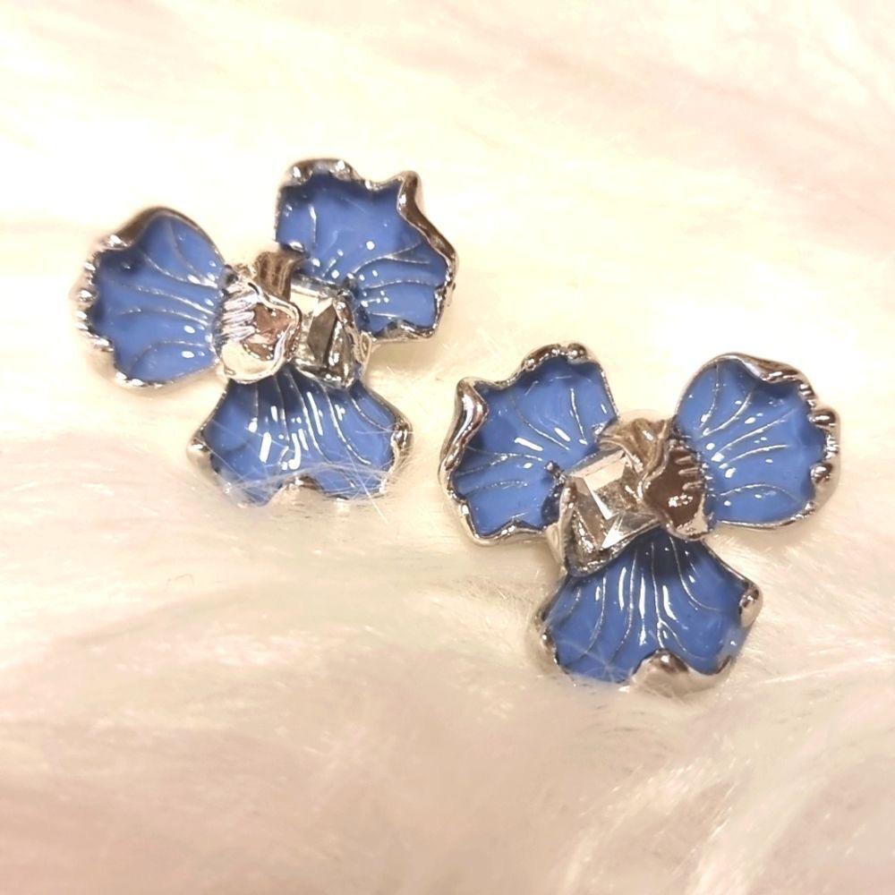 Midnight Bloom Enamel Flower Earrings