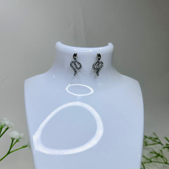 Silver Crystal Snake Stud Earrings