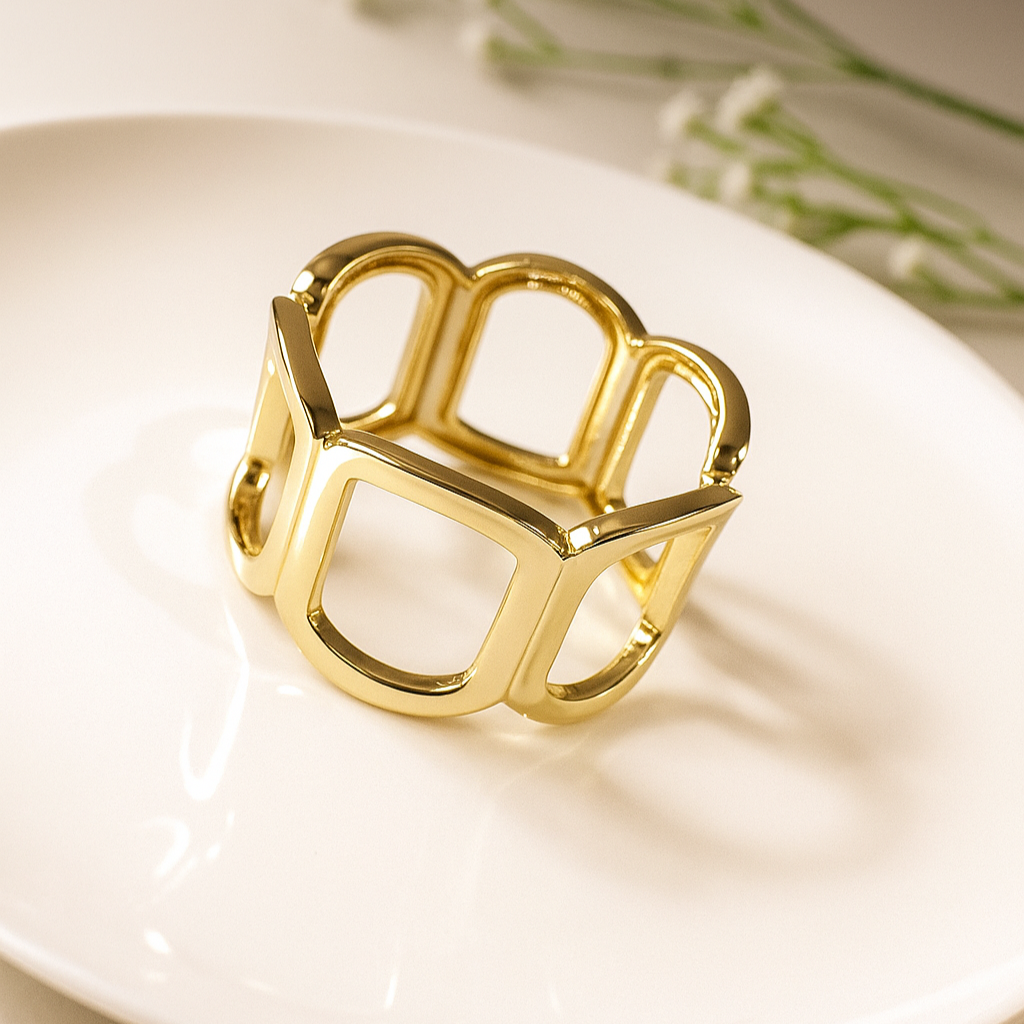 Bold Geometric Gold Cuff Bracelet