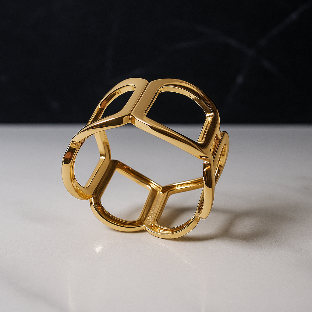 Bold Geometric Gold Cuff Bracelet