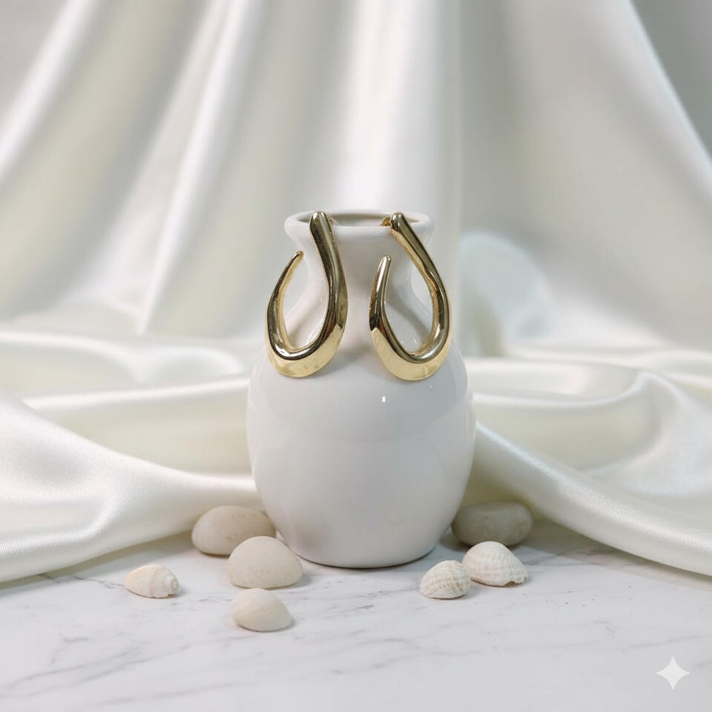 Gold-Toned Abstract Hoop Earrings