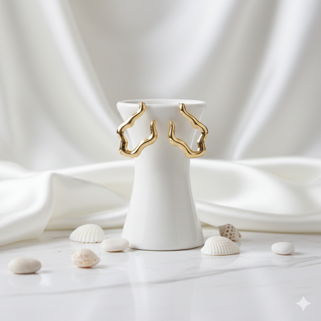 Fluid Wave Hoop Earrings