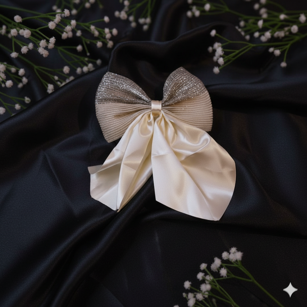 Ivory Grace Luxe Bow Hair Clip