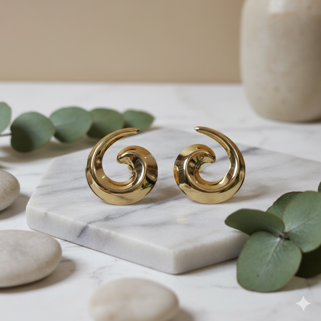 Spiral Luxe Gold Statement Earrings