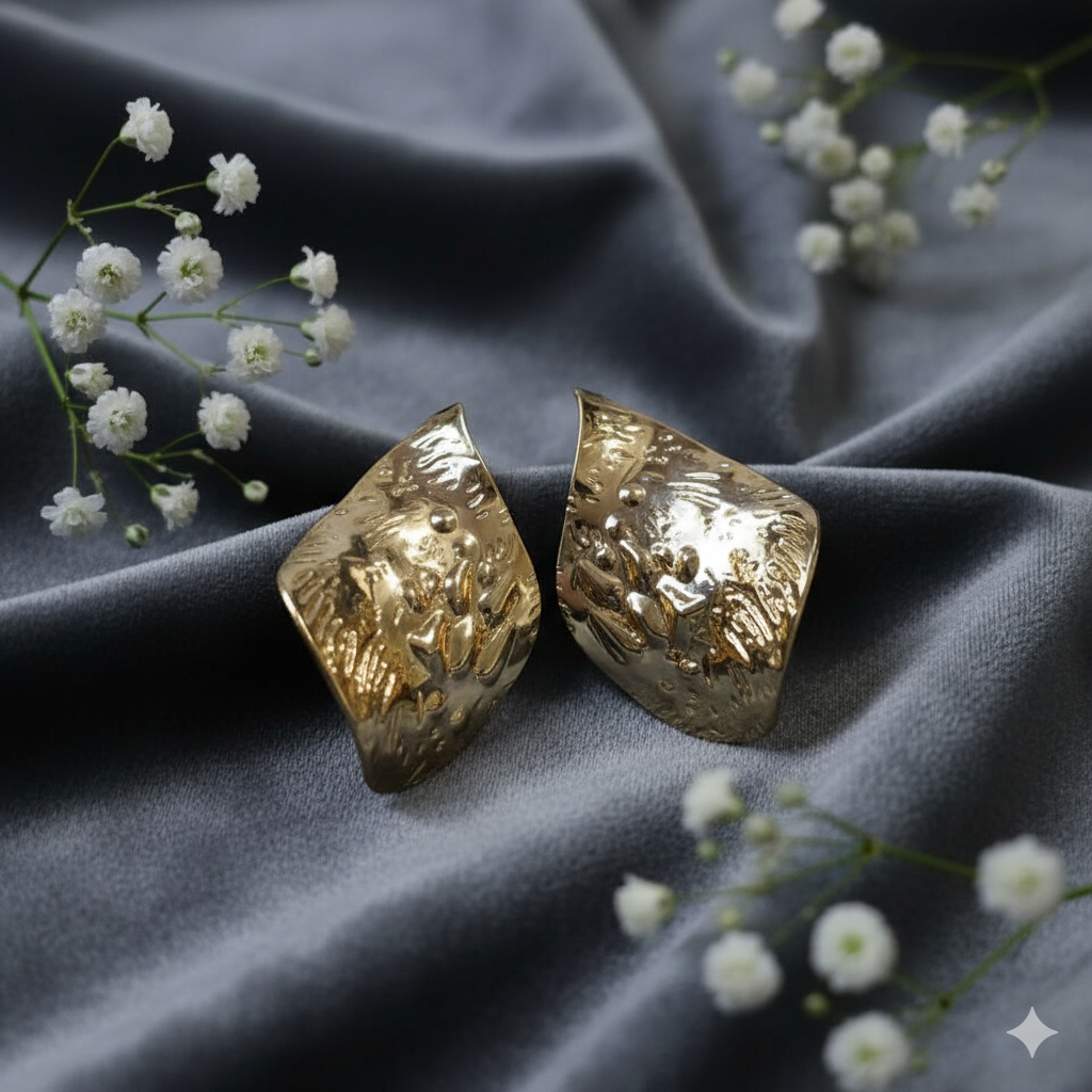 Textured Leaf Statement Earrings