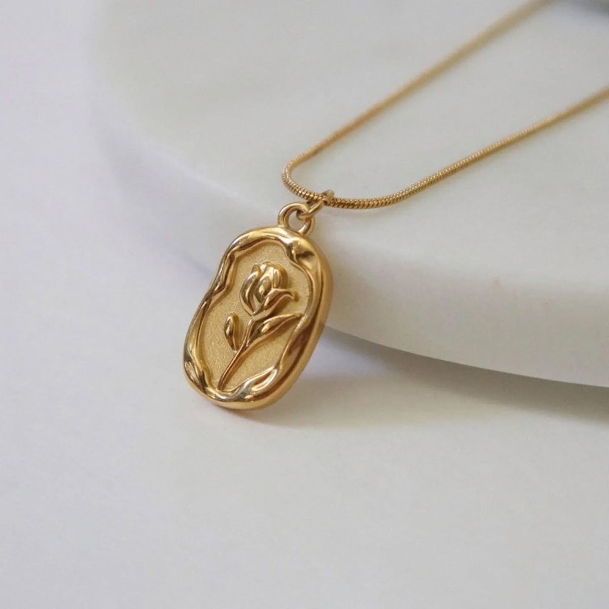 Golden Rose Pendant Necklace