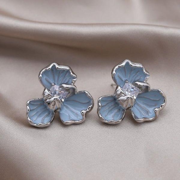 Midnight Bloom Enamel Flower Earrings