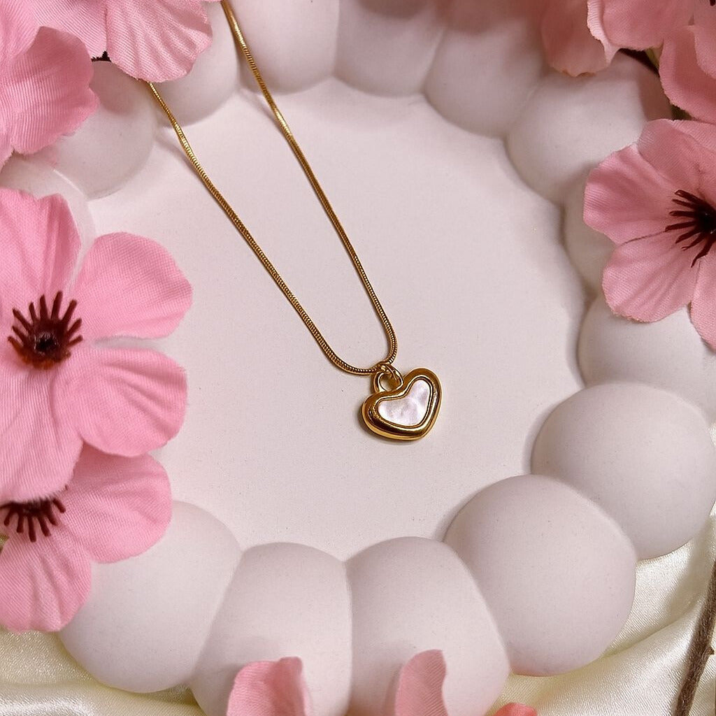 White Heart Pendant Necklace